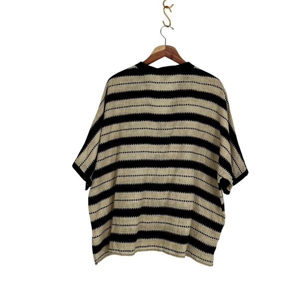 Worth Striped Dolman Sleeve Relaxed Fit Tunic Top Black/Tan Linen size Large - Picture 5 of 11